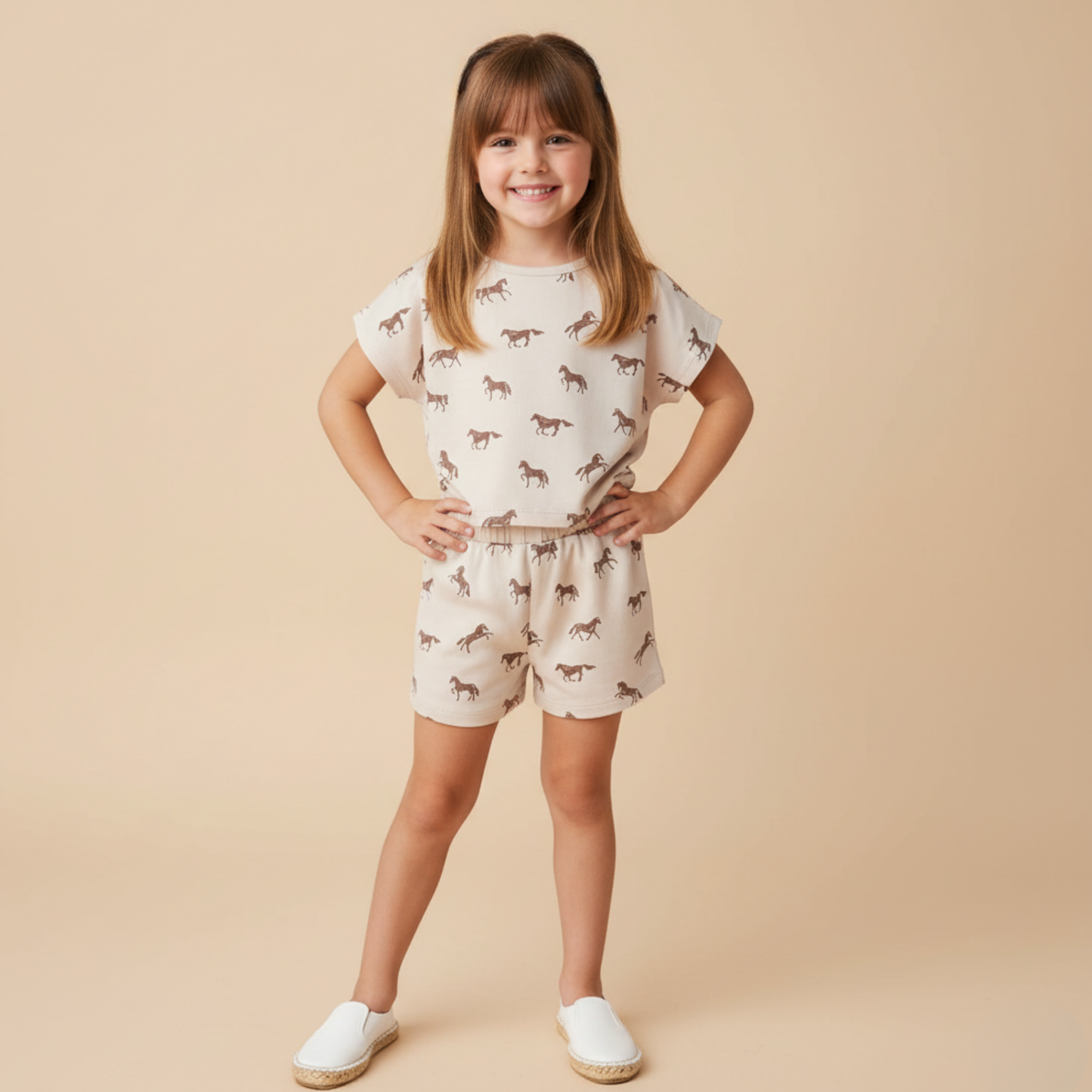 Organic Drop Shoulder Tee & Shorts Set - Horses