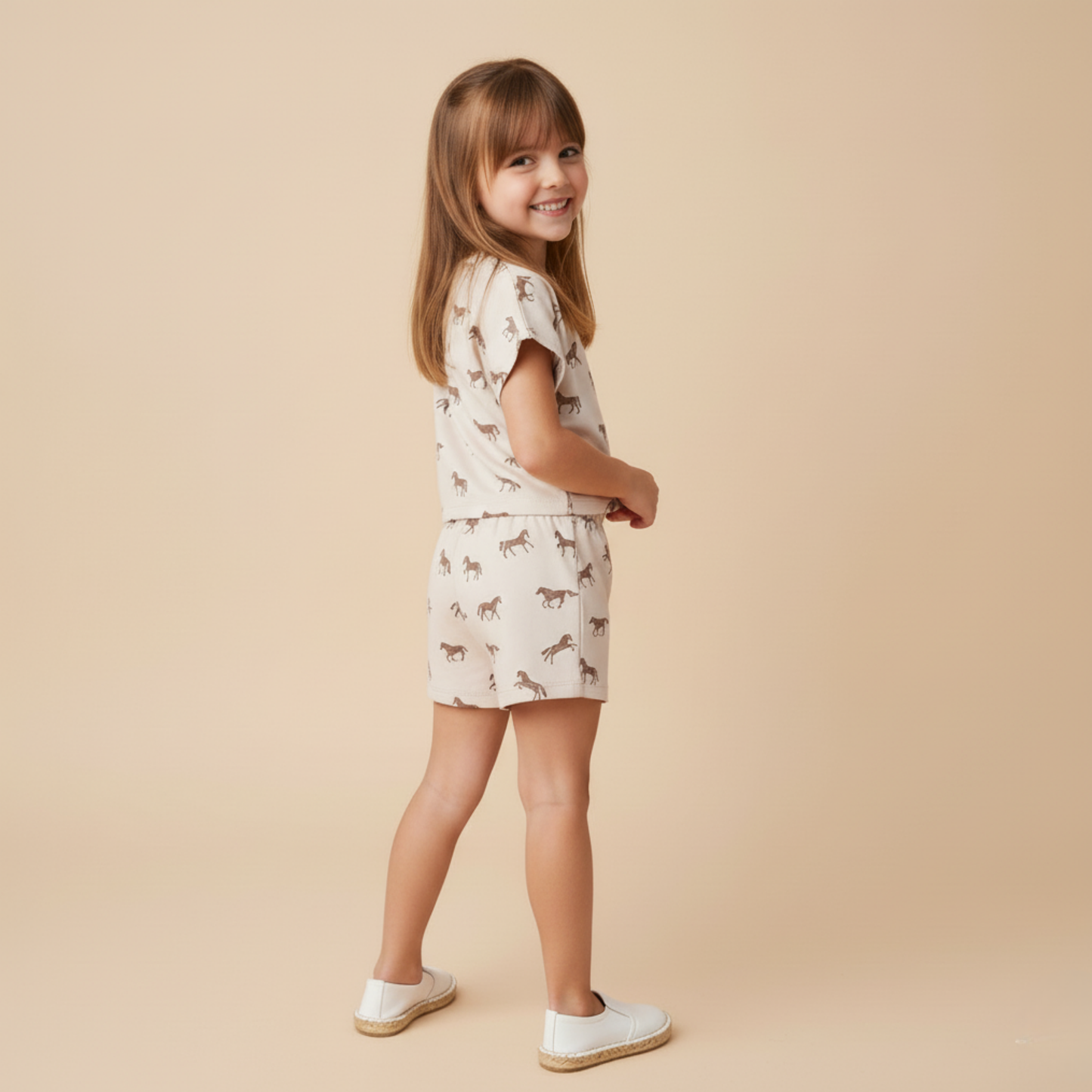 Organic Drop Shoulder Tee & Shorts Set - Horses