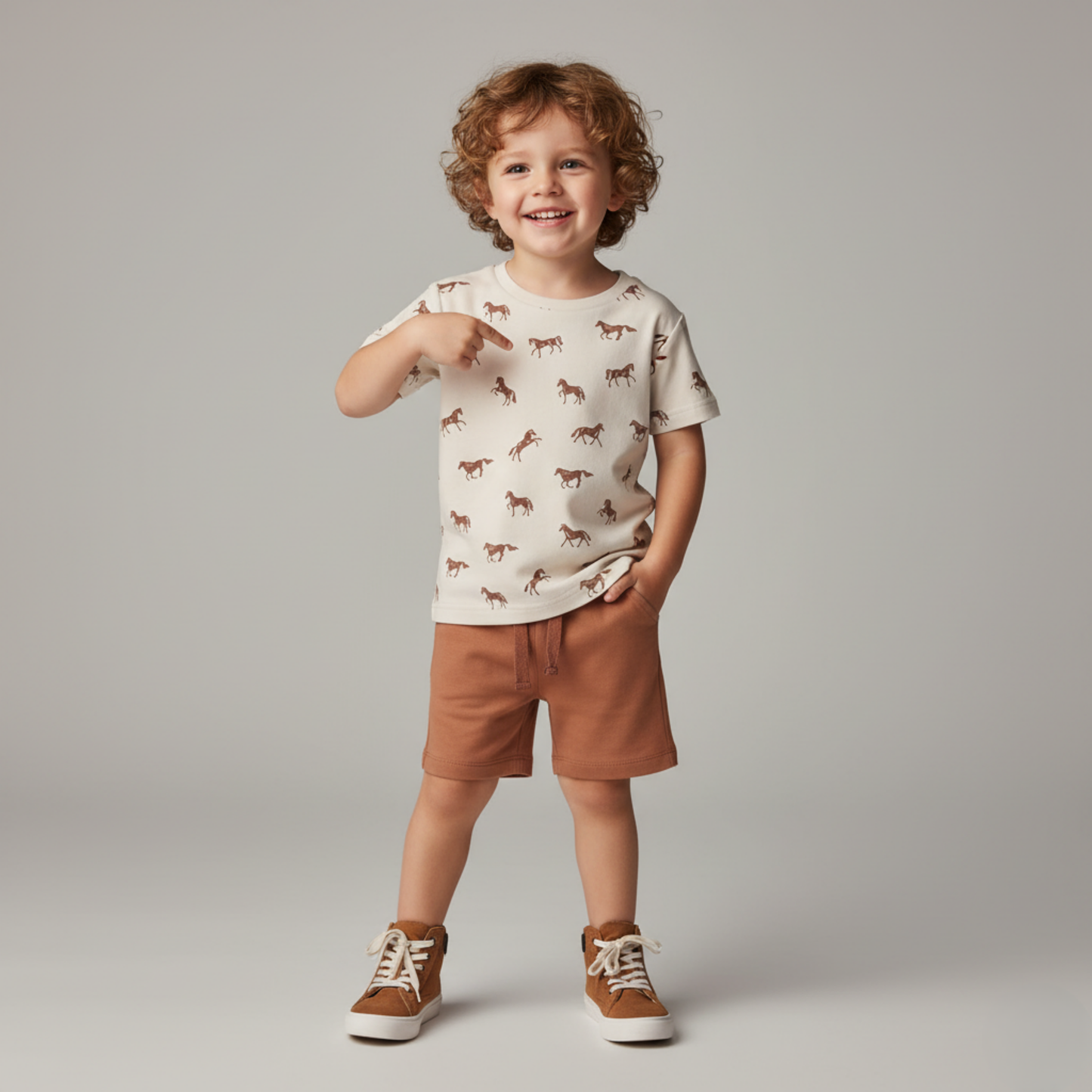 Organic Tee & Shorts Set - Horses
