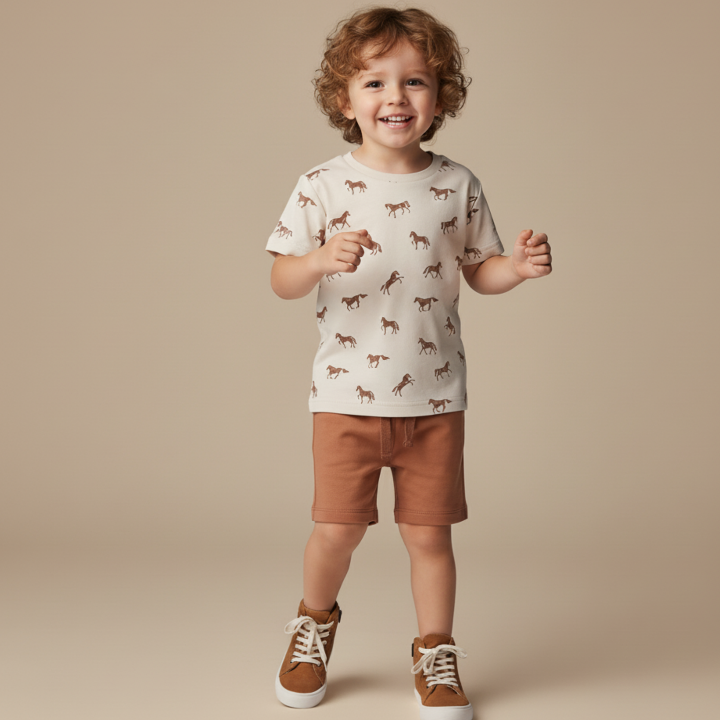 Organic Tee & Shorts Set - Horses