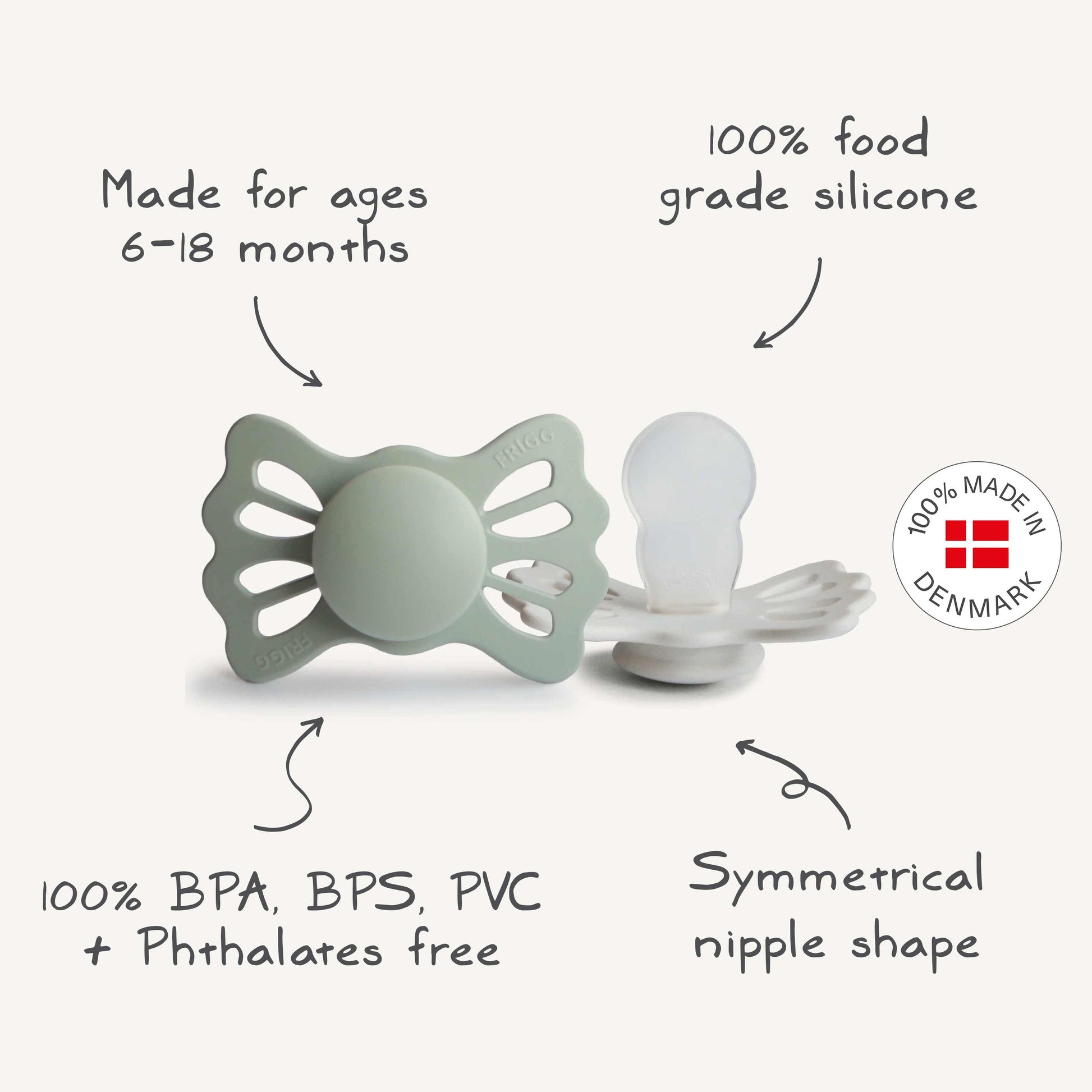 FRIGG Lucky Symmetrical Silicone Pacifier 2-Pack (6-18 Months) - Babies in Bloom