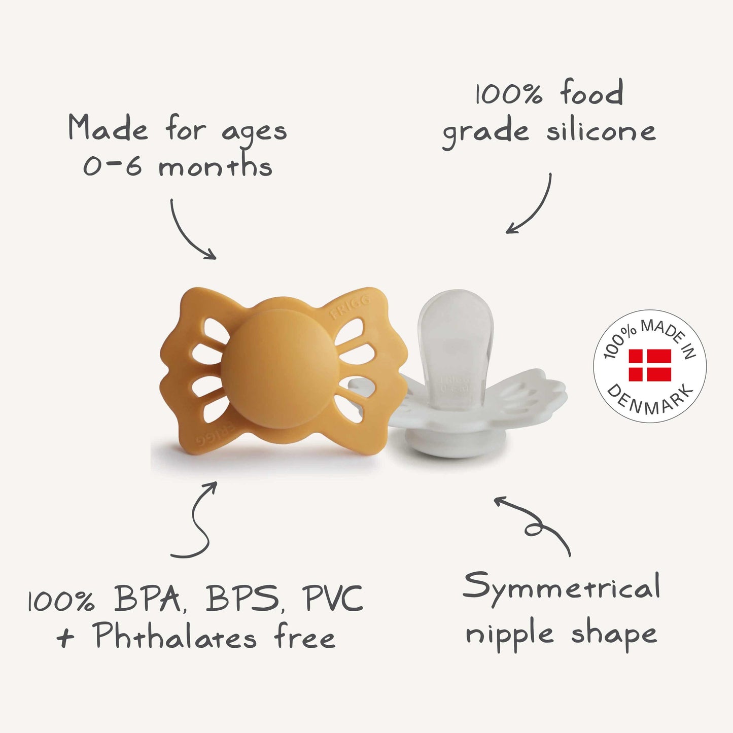 FRIGG Lucky Symmetrical Silicone Pacifier 2-Pack (0-6 Months) - Babies in Bloom