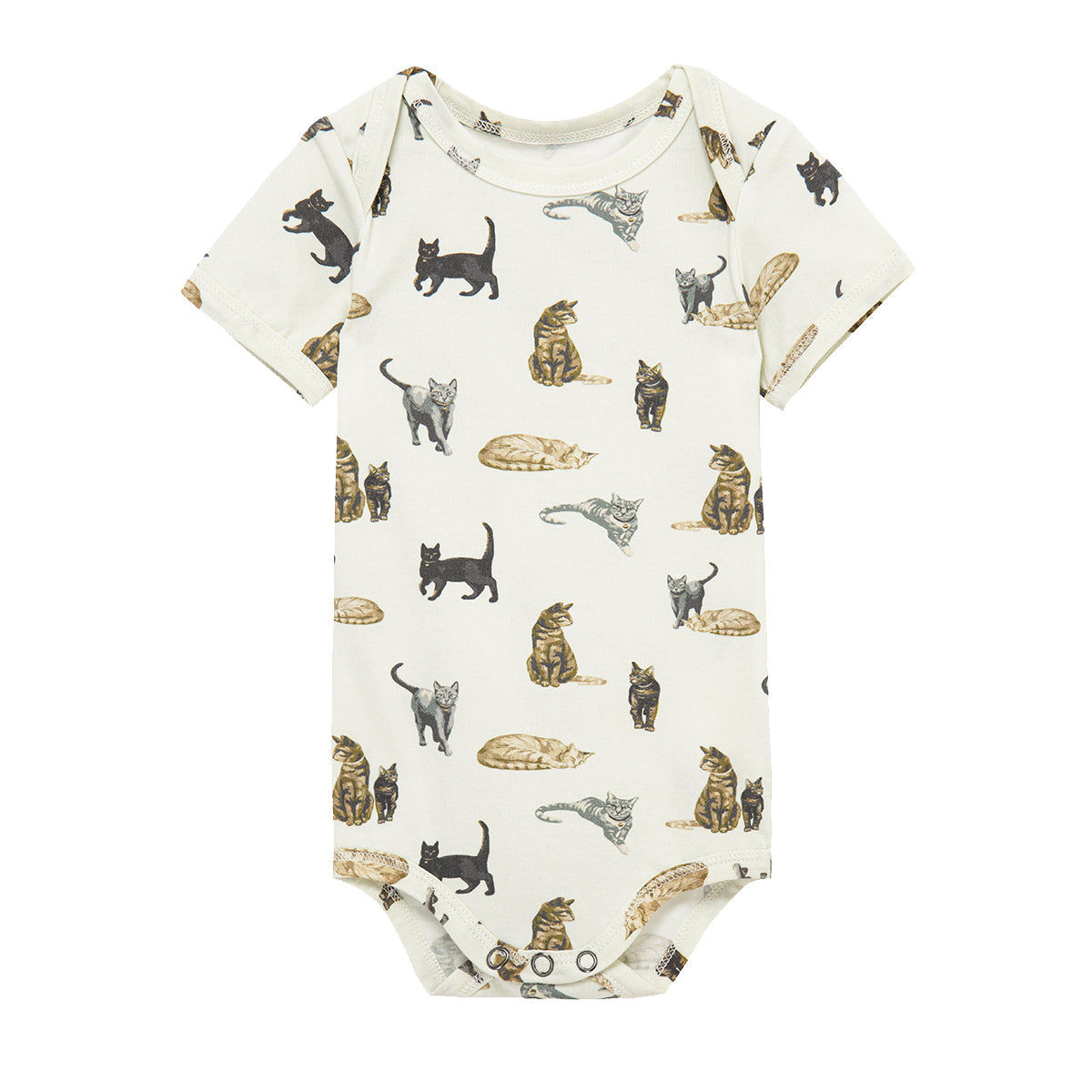 Cat Cotton Stretch Short Sleeve One Piece