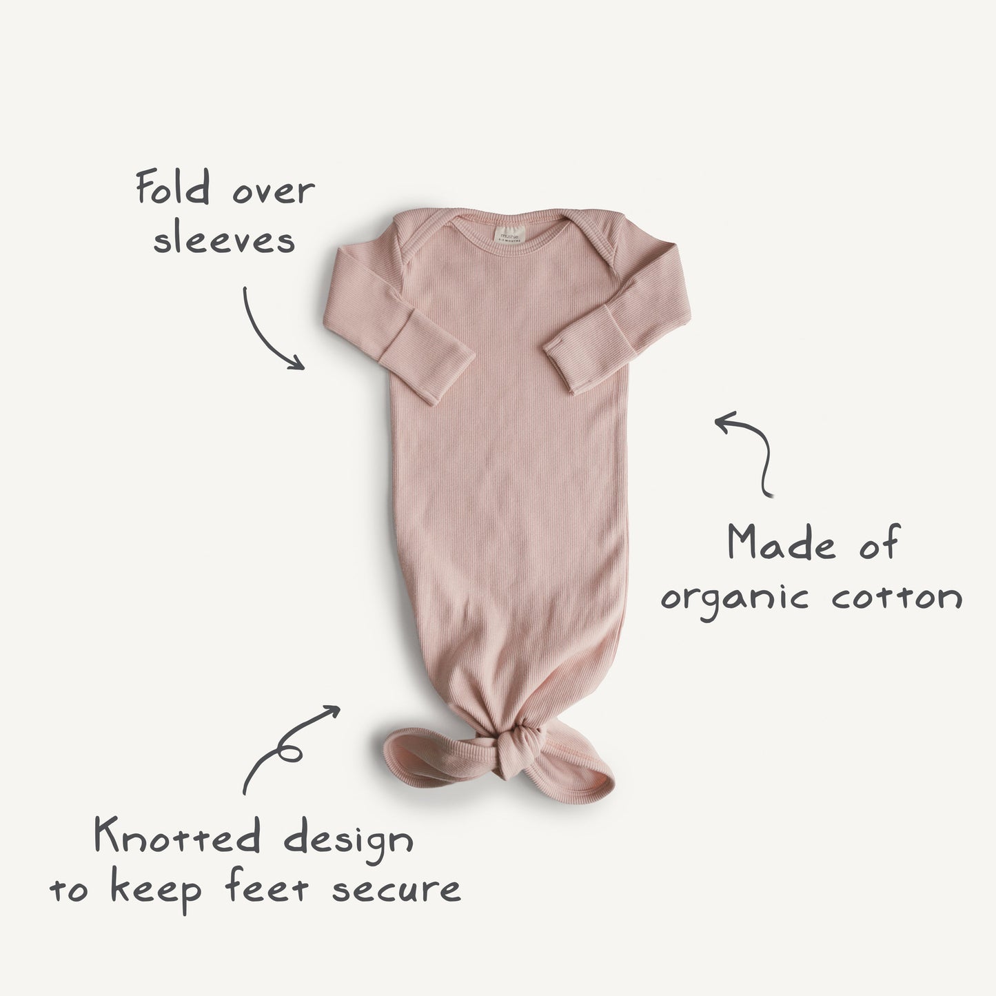 Ribbed Knotted Baby Gown + Beanie Set - Babies in Bloom