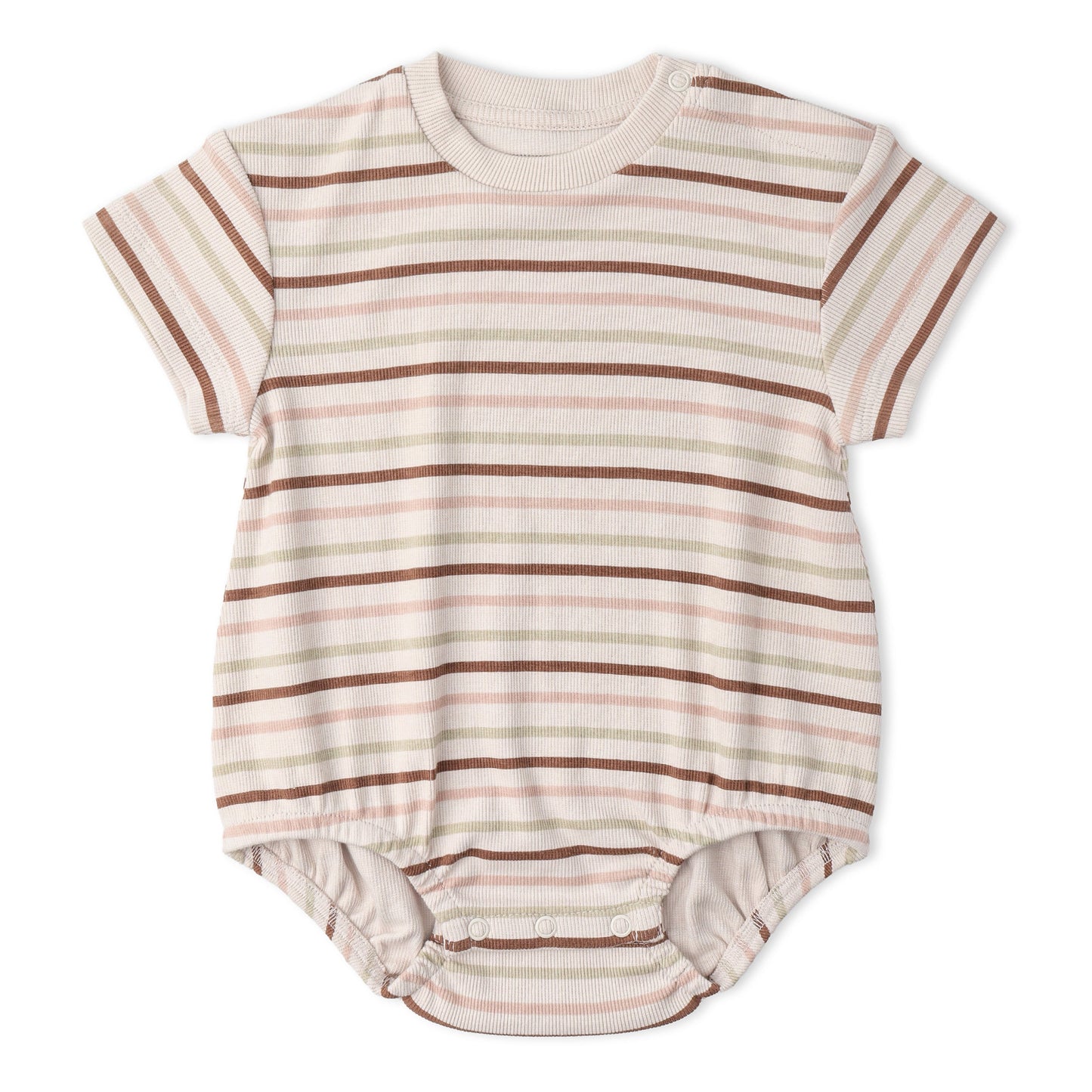 Organic Short Sleeve Bubble Romper - Terra Stripes