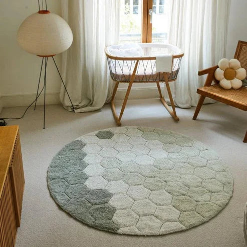 Washable Round Rugs Honeycomb