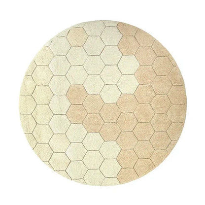 Washable Round Rugs Honeycomb