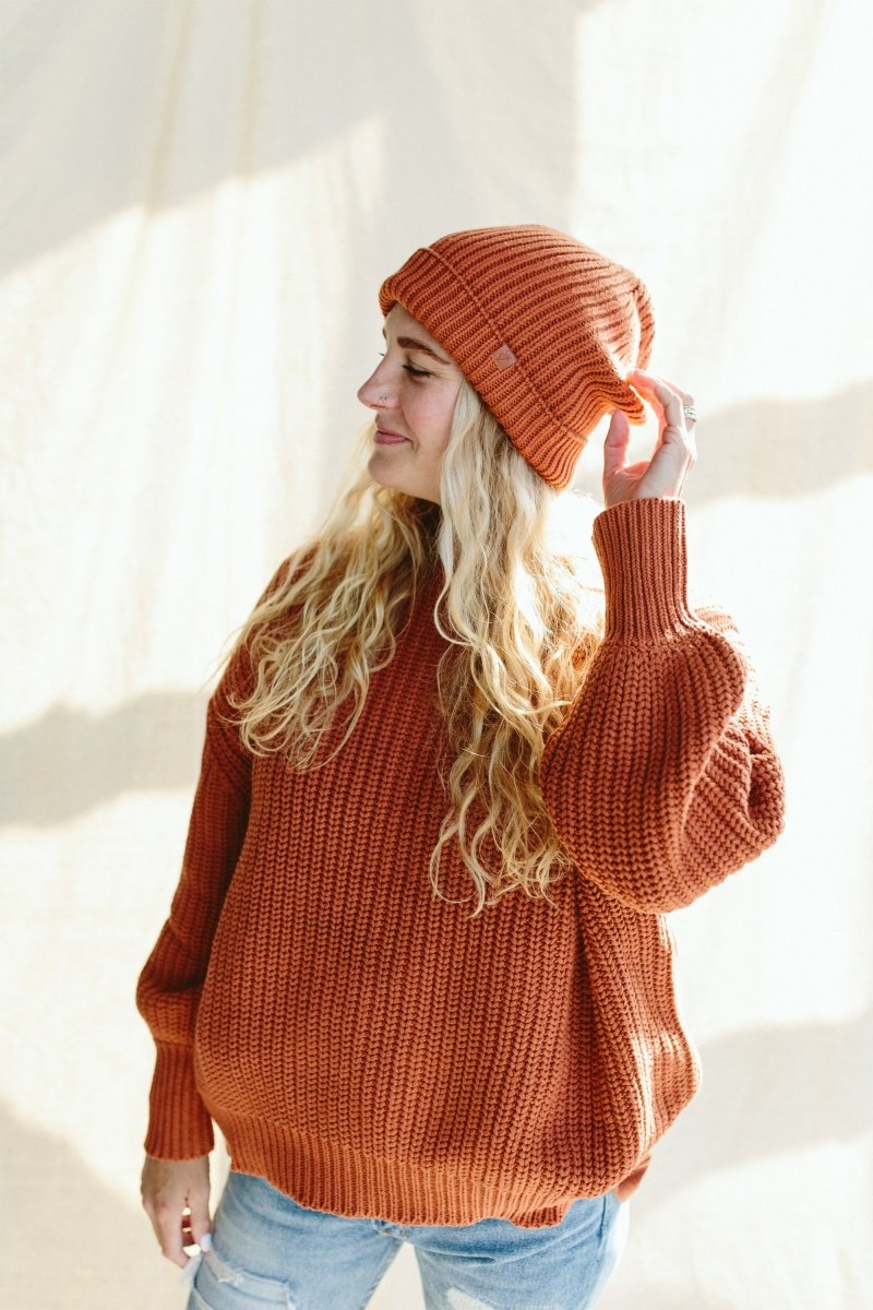 WOMENS CHUNKY KNIT SWEATER | CLAY