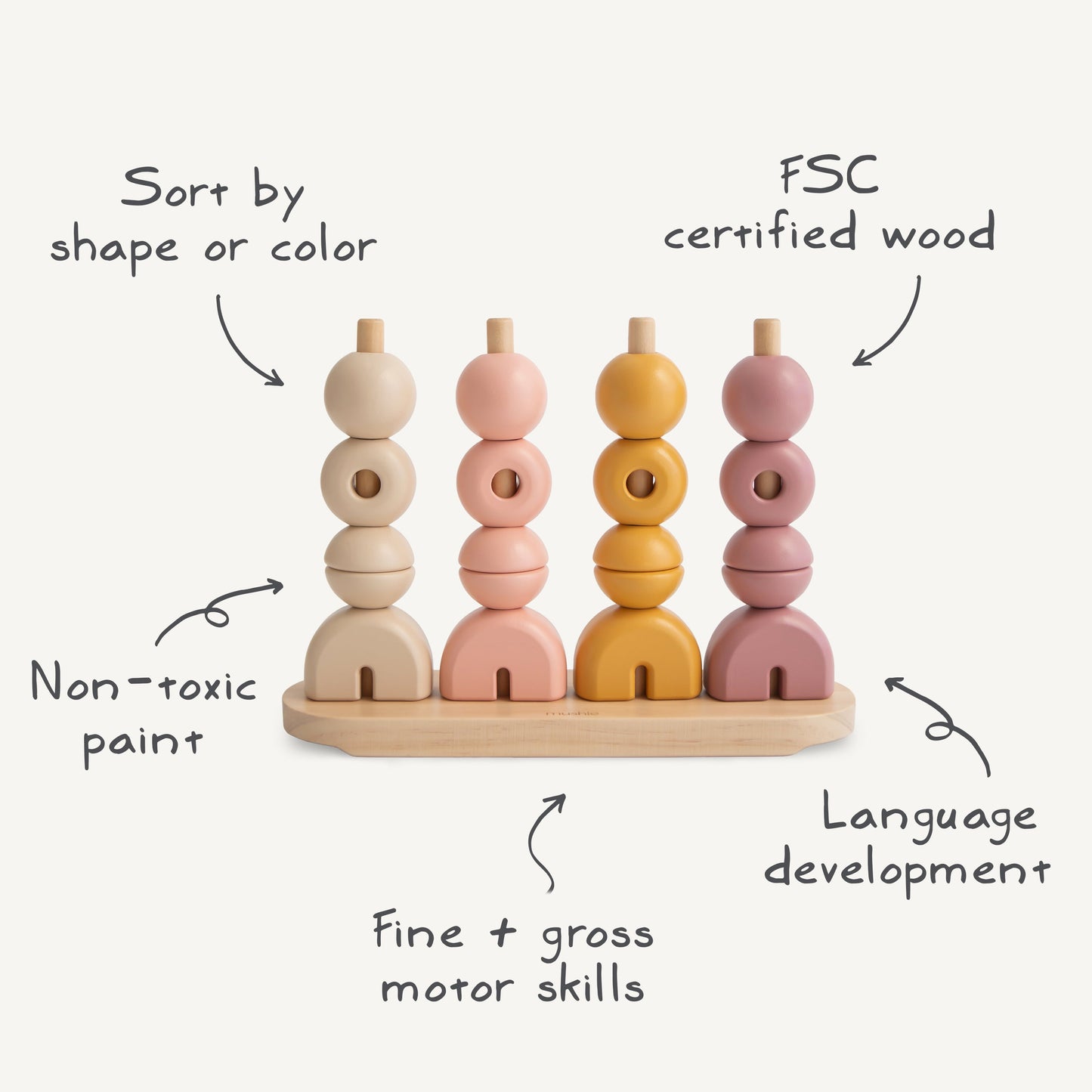 Wooden Multi Shape Stacker - Babies in Bloom