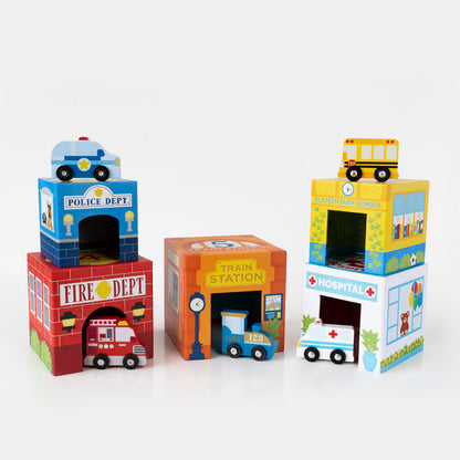 Stackables Nested Cardboard Toys & Cars Set