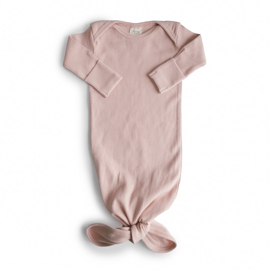 Mushie Ribbed Knotted Baby Gowns