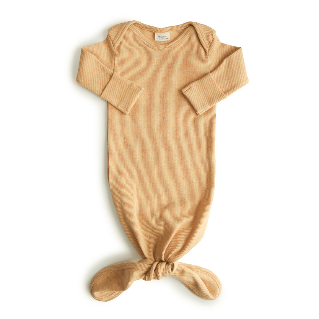 Mushie Ribbed Knotted Baby Gowns