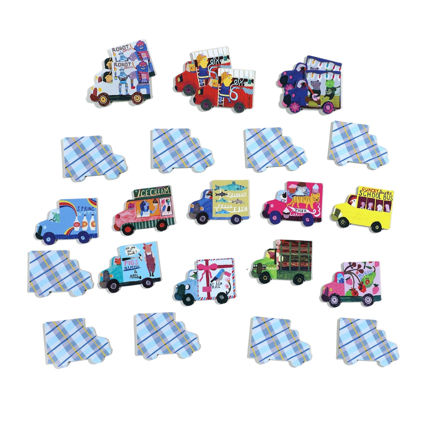 eeBoo Trucks & a Bus Little Memory & Matching Game