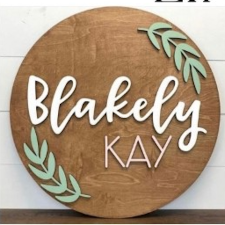 Sugar + Maple Personalized Round Wood Name Sign | Laurel